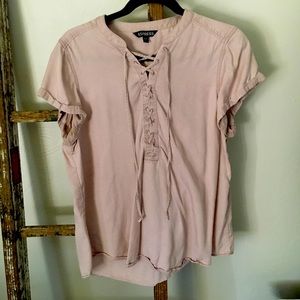 Light pink Express lace up pink top